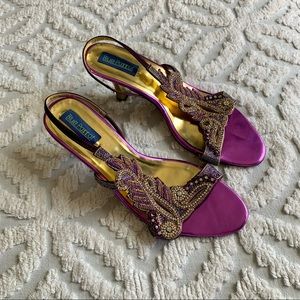 Vintage purple gold heels beaded embroidered fancy